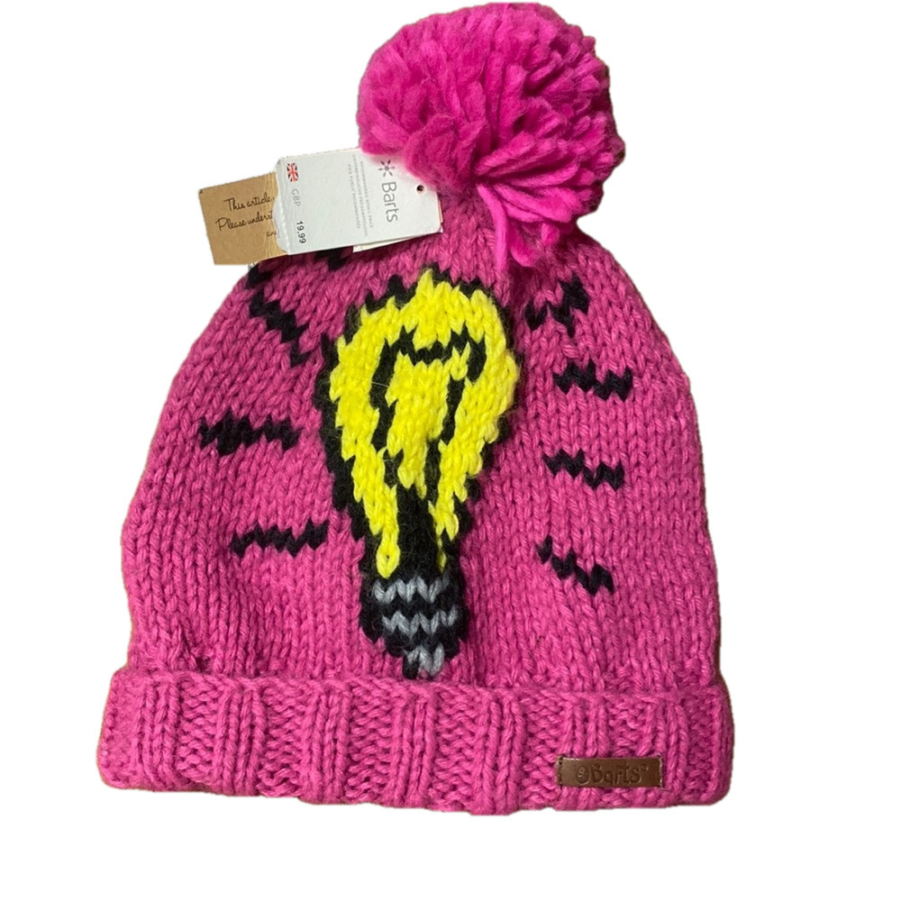 🌷 Barts 🌷 Pink Lightbulb Hand Knitted Bulb Beanie Size 53